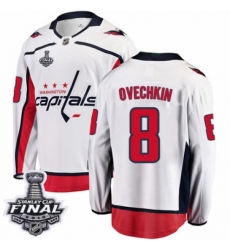 Men's Washington Capitals #8 Alex Ovechkin Fanatics Branded White Away Breakaway 2018 Stanley Cup Final NHL Jersey
