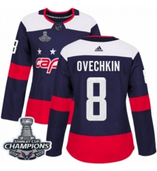 Women's Adidas Washington Capitals #8 Alex Ovechkin Authentic Navy Blue 2018 Stadium Series 2018 Stanley Cup Final Champions NHL Jersey