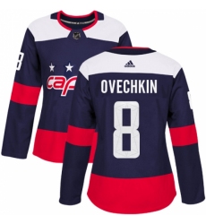 Women's Adidas Washington Capitals #8 Alex Ovechkin Authentic Navy Blue 2018 Stadium Series NHL Jersey