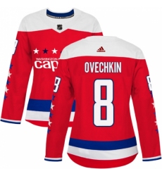 Women's Adidas Washington Capitals #8 Alex Ovechkin Authentic Red Alternate NHL Jersey