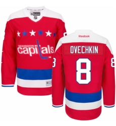 Women's Reebok Washington Capitals #8 Alex Ovechkin Authentic Red Third NHL Jerseys