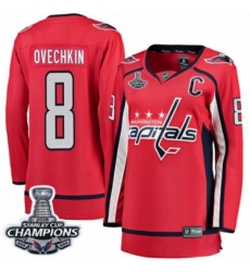 Women's Washington Capitals #8 Alex Ovechkin Fanatics Branded Red Home Breakaway 2018 Stanley Cup Final Champions NHL Jersey