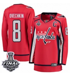 Women's Washington Capitals #8 Alex Ovechkin Fanatics Branded Red Home Breakaway 2018 Stanley Cup Final NHL Jersey