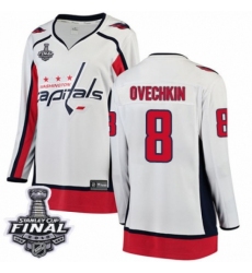 Women's Washington Capitals #8 Alex Ovechkin Fanatics Branded White Away Breakaway 2018 Stanley Cup Final NHL Jersey