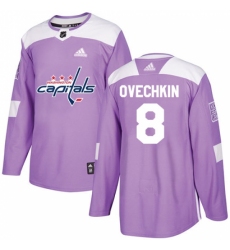 Youth Adidas Washington Capitals #8 Alex Ovechkin Authentic Purple Fights Cancer Practice NHL Jersey