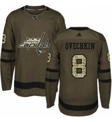Youth Adidas Washington Capitals #8 Alex Ovechkin Premier Green Salute to Service NHL Jersey
