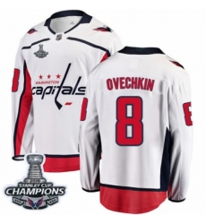 Youth Washington Capitals #8 Alex Ovechkin Fanatics Branded White Away Breakaway 2018 Stanley Cup Final Champions NHL Jersey