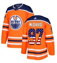 Men's Adidas Edmonton Oilers #97 Connor McDavid Authentic Orange USA Flag Fashion NHL Jersey