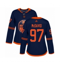Women's Edmonton Oilers #97 Connor McDavid Authentic Navy Blue Alternate Hockey Jersey