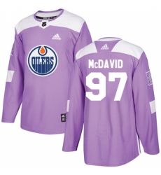 Youth Adidas Edmonton Oilers #97 Connor McDavid Authentic Purple Fights Cancer Practice NHL Jersey