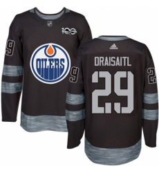 Men's Adidas Edmonton Oilers #29 Leon Draisaitl Authentic Black 1917-2017 100th Anniversary NHL Jersey