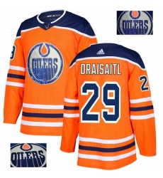 Men's Adidas Edmonton Oilers #29 Leon Draisaitl Authentic Orange Fashion Gold NHL Jersey