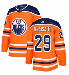 Men's Adidas Edmonton Oilers #29 Leon Draisaitl Authentic Orange Home NHL Jersey