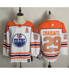 Men's Edmonton Oilers #29 Leon Draisaitl White Alternate Hockey Jersey