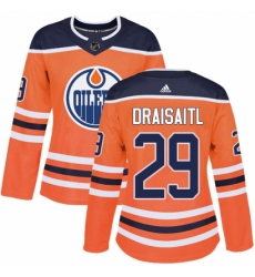 Women's Adidas Edmonton Oilers #29 Leon Draisaitl Authentic Orange Home NHL Jersey