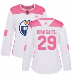 Women's Adidas Edmonton Oilers #29 Leon Draisaitl Authentic White/Pink Fashion NHL Jersey