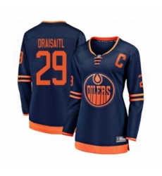 Women's Edmonton Oilers #29 Leon Draisaitl Authentic Navy Blue Alternate Fanatics Branded Breakaway Hockey Jersey