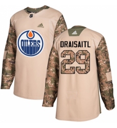 Youth Adidas Edmonton Oilers #29 Leon Draisaitl Authentic Camo Veterans Day Practice NHL Jersey