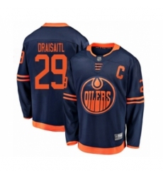 Youth Edmonton Oilers #29 Leon Draisaitl Authentic Navy Blue Alternate Fanatics Branded Breakaway Hockey Jersey