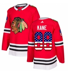 Men's Adidas Chicago Blackhawks #88 Patrick Kane Authentic Red USA Flag Fashion NHL Jersey