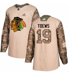 Men's Adidas Chicago Blackhawks #19 Jonathan Toews Authentic Camo Veterans Day Practice NHL Jersey