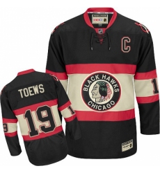 Men's CCM Chicago Blackhawks #19 Jonathan Toews Authentic Black Third Throwback NHL Jersey