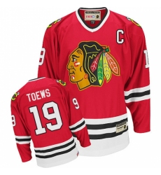 Men's CCM Chicago Blackhawks #19 Jonathan Toews Authentic Red Throwback NHL Jersey