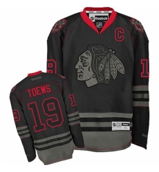 Men's Reebok Chicago Blackhawks #19 Jonathan Toews Authentic Black Ice NHL Jersey