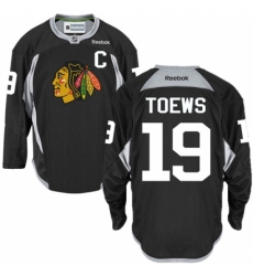 Men's Reebok Chicago Blackhawks #19 Jonathan Toews Authentic Black Practice NHL Jersey