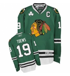Men's Reebok Chicago Blackhawks #19 Jonathan Toews Authentic Green NHL Jersey
