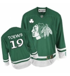 Men's Reebok Chicago Blackhawks #19 Jonathan Toews Authentic Green St Patty's Day NHL Jersey