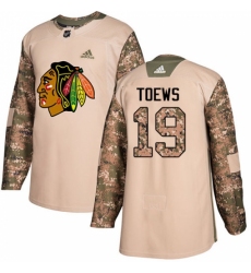 Youth Adidas Chicago Blackhawks #19 Jonathan Toews Authentic Camo Veterans Day Practice NHL Jersey