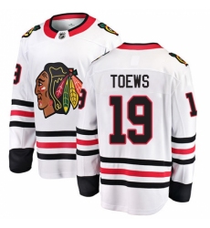 Youth Chicago Blackhawks #19 Jonathan Toews Fanatics Branded White Away Breakaway NHL Jersey