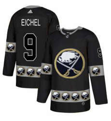 Men's Adidas Buffalo Sabres #9 Jack Eichel Authentic Black Team Logo Fashion NHL Jersey