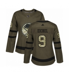 Women's Adidas Buffalo Sabres #9 Jack Eichel Authentic Green Salute to Service NHL Jersey