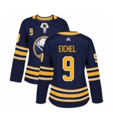 Women's Adidas Buffalo Sabres #9 Jack Eichel Authentic Navy Blue Home NHL Jersey
