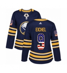 Women's Adidas Buffalo Sabres #9 Jack Eichel Authentic Navy Blue USA Flag Fashion NHL Jersey