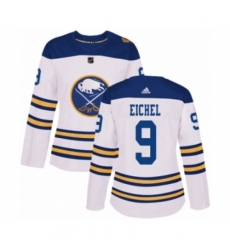 Women's Adidas Buffalo Sabres #9 Jack Eichel Authentic White 2018 Winter Classic NHL Jersey