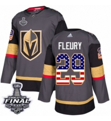 Men's Adidas Vegas Golden Knights #29 Marc-Andre Fleury Authentic Gray USA Flag Fashion 2018 Stanley Cup Final NHL Jersey
