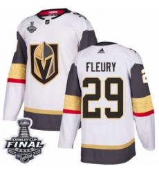 Men's Adidas Vegas Golden Knights #29 Marc-Andre Fleury Authentic White Away 2018 Stanley Cup Final NHL Jersey