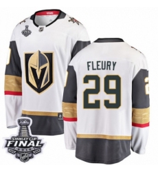 Men's Vegas Golden Knights #29 Marc-Andre Fleury Authentic White Away Fanatics Branded Breakaway 2018 Stanley Cup Final NHL Jersey