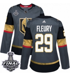 Women's Adidas Vegas Golden Knights #29 Marc-Andre Fleury Authentic Gray Home 2018 Stanley Cup Final NHL Jersey