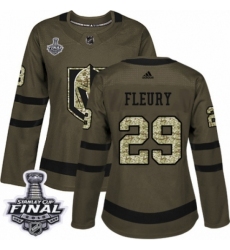 Women's Adidas Vegas Golden Knights #29 Marc-Andre Fleury Authentic Green Salute to Service 2018 Stanley Cup Final NHL Jersey