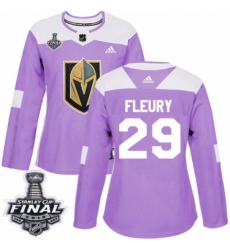Women's Adidas Vegas Golden Knights #29 Marc-Andre Fleury Authentic Purple Fights Cancer Practice 2018 Stanley Cup Final NHL Jersey