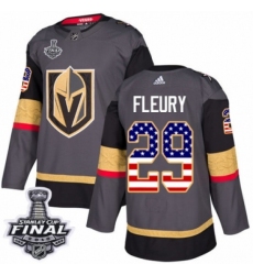 Youth Adidas Vegas Golden Knights #29 Marc-Andre Fleury Authentic Gray USA Flag Fashion 2018 Stanley Cup Final NHL Jersey