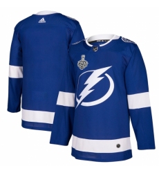 Men's Tampa Bay Lightning adidas Blue Blank 2020 Stanley Cup Final Bound Authentic Patch Blank Jersey