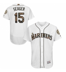 Men's Majestic Seattle Mariners #15 Kyle Seager Authentic White 2016 Memorial Day Fashion Flex Base MLB Jersey