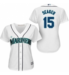 Women's Majestic Seattle Mariners #15 Kyle Seager Authentic White Home Cool Base MLB Jersey
