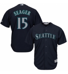 Youth Majestic Seattle Mariners #15 Kyle Seager Authentic Navy Blue Alternate 2 Cool Base MLB Jersey