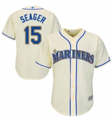 Youth Majestic Seattle Mariners #15 Kyle Seager Replica Cream Alternate Cool Base MLB Jersey